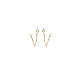 14k Prong Diamond Bar Swirl Hoops