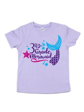 3rd Grade Mermaid Kids Shirt - Lavender - All Grades