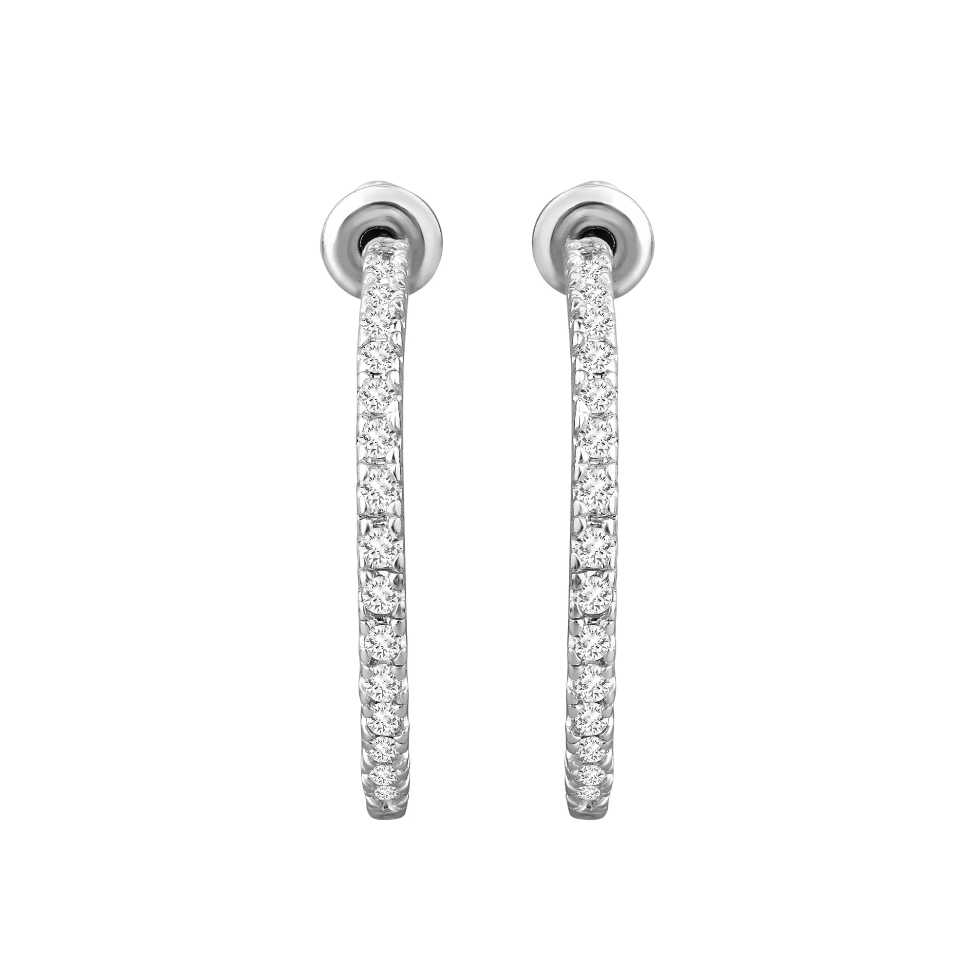 Accessorize London Women's Sterling Silver-Plated Sparkle Cubic Zirconia Front And Back Hoops Earrings