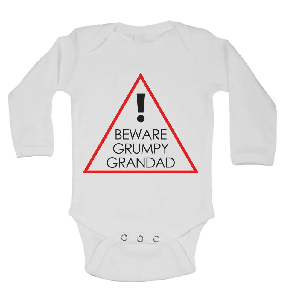 Beware Grumpy Grandad - Long Sleeve Baby Vests