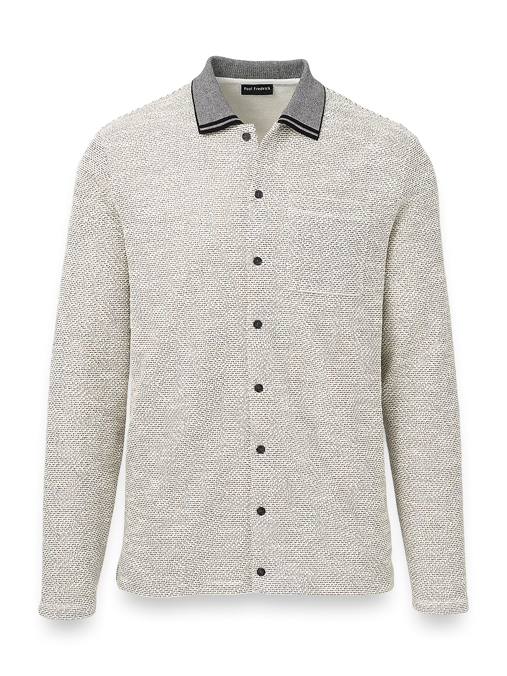 Button Front Polo With Contrast Collar - White