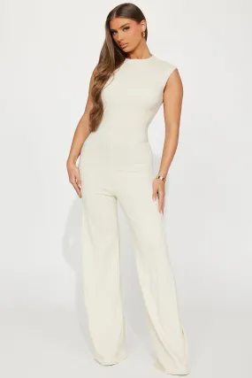 Celeste Stretch Linen Jumpsuit - Oatmeal