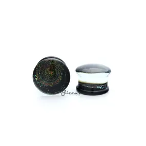 Galaxy Swirl Double Flared Glass Tunnel Plugs - Green