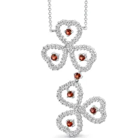 Garnet Pendant Necklace Sterling Silver