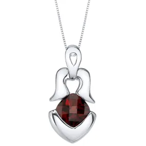 Garnet Pendant Sterling Silver Cushion Cut 1.25 Carat