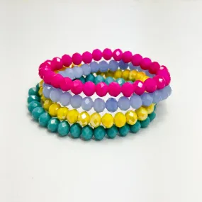 Hot Pink Blue Yellow Bracelet Set