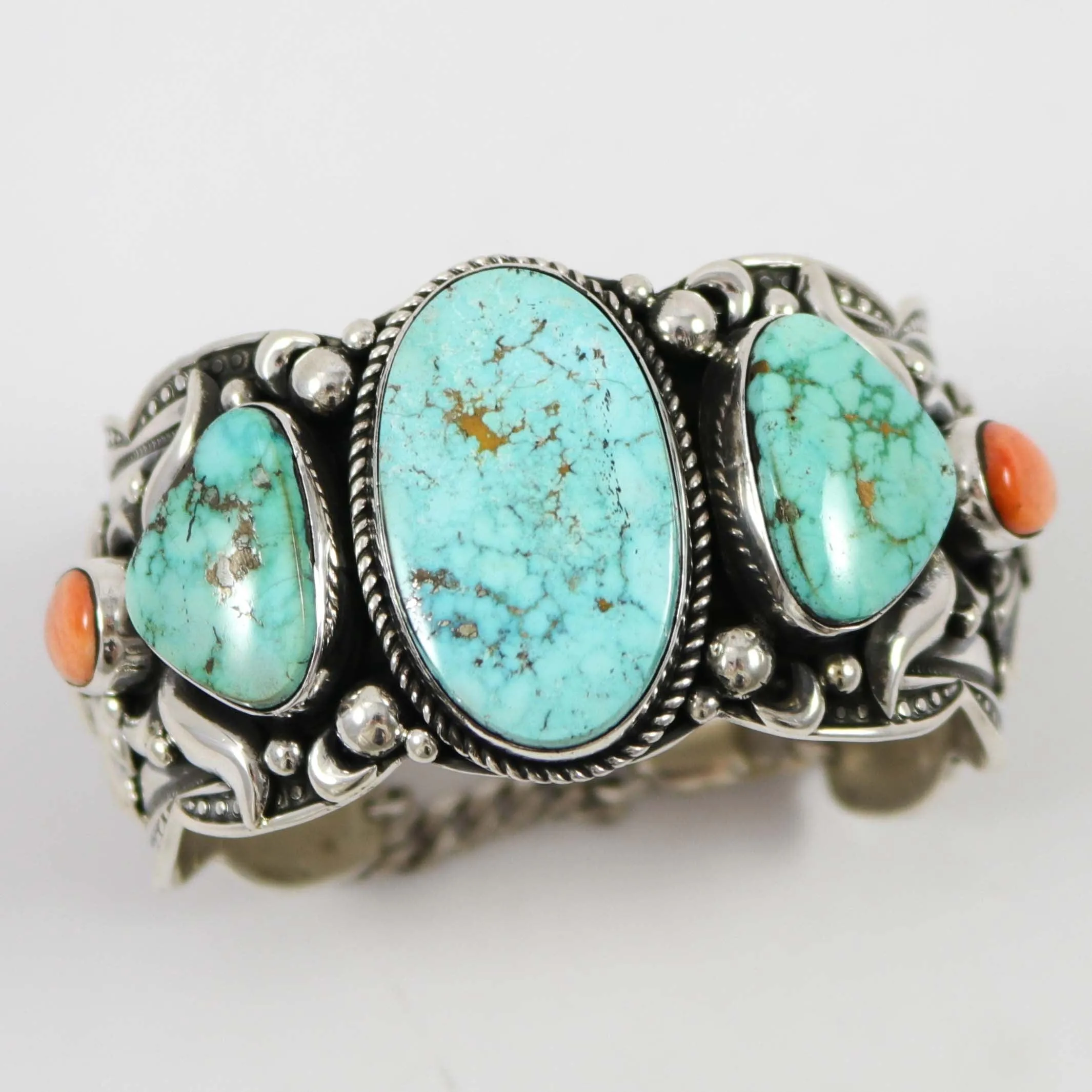 Kingman Turquoise and Shell Cuff