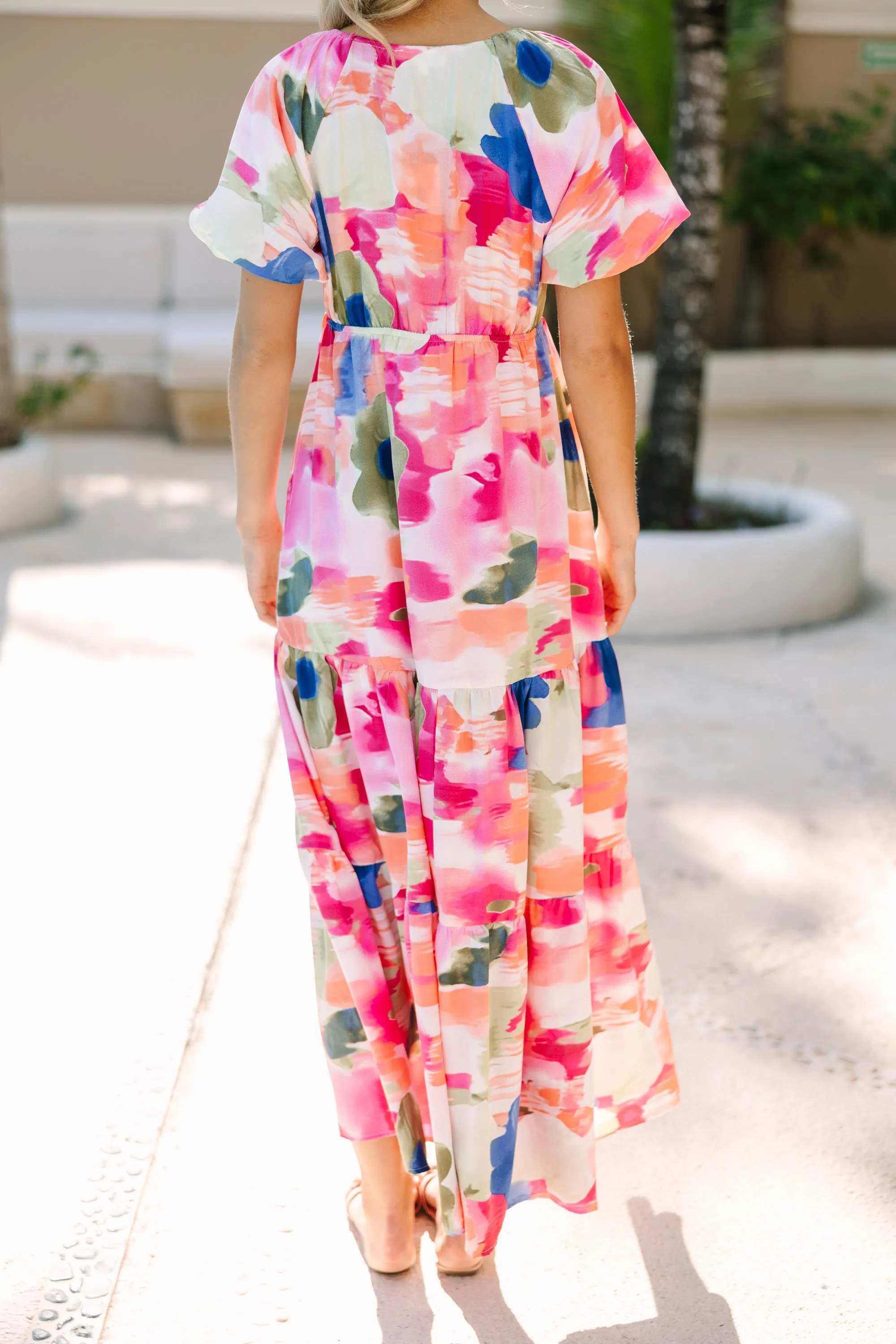 Lead The Way Pink Abstract Maxi Dress