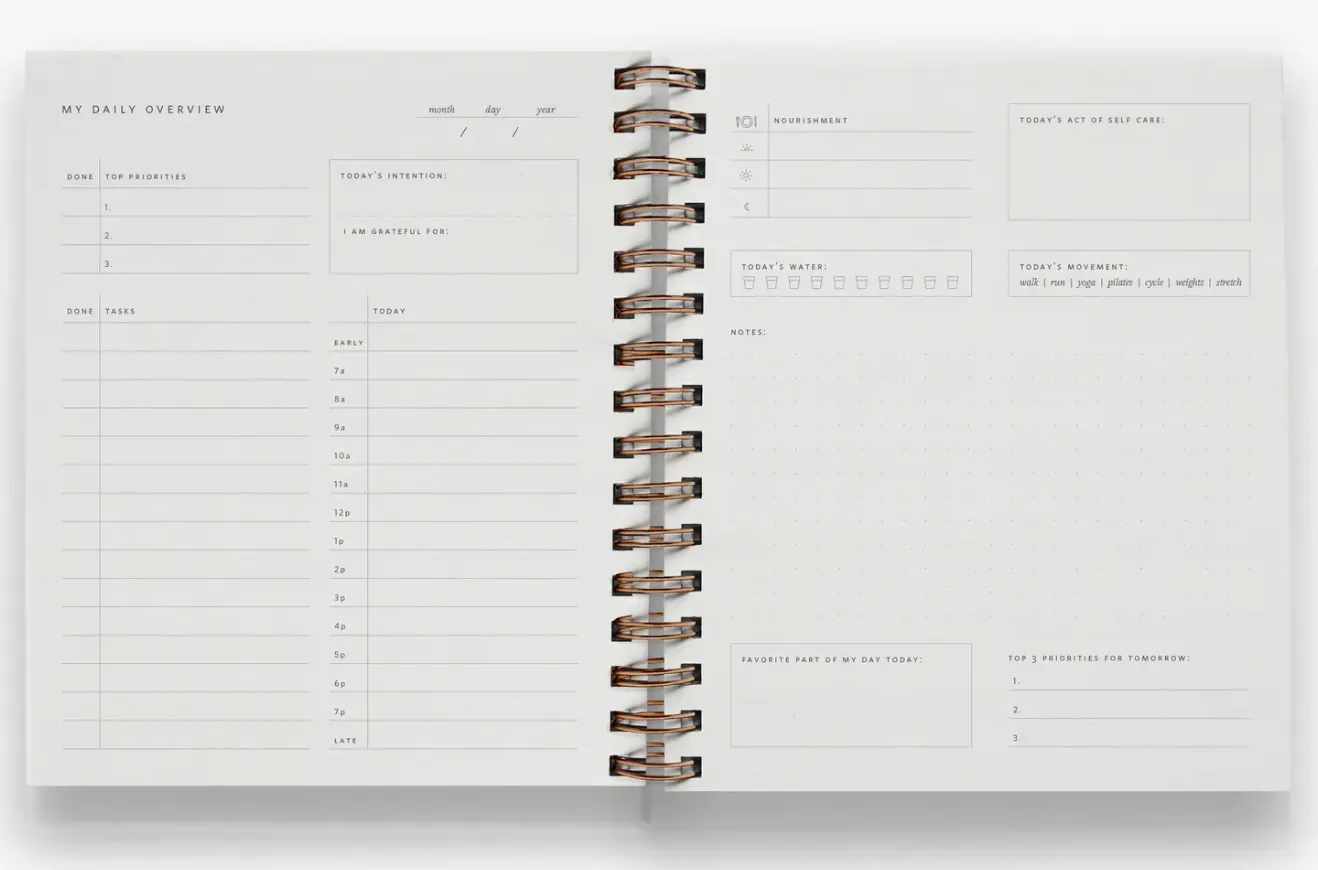 Notebook- Daily Overview Planner White