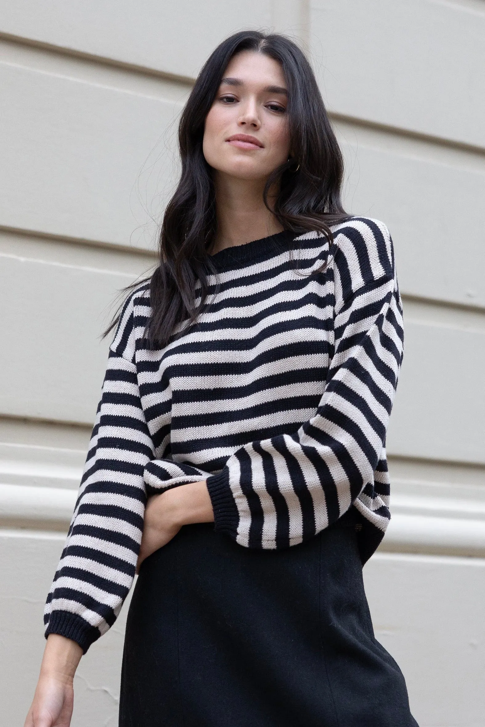 Sierra Black Stone Stripe Knit Jumper