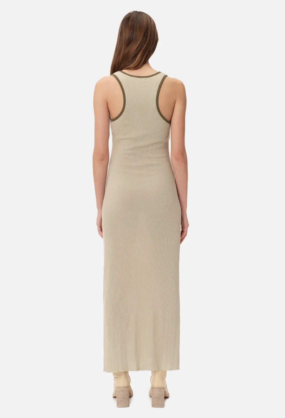 Silk Rib Midi Dress / Mineral