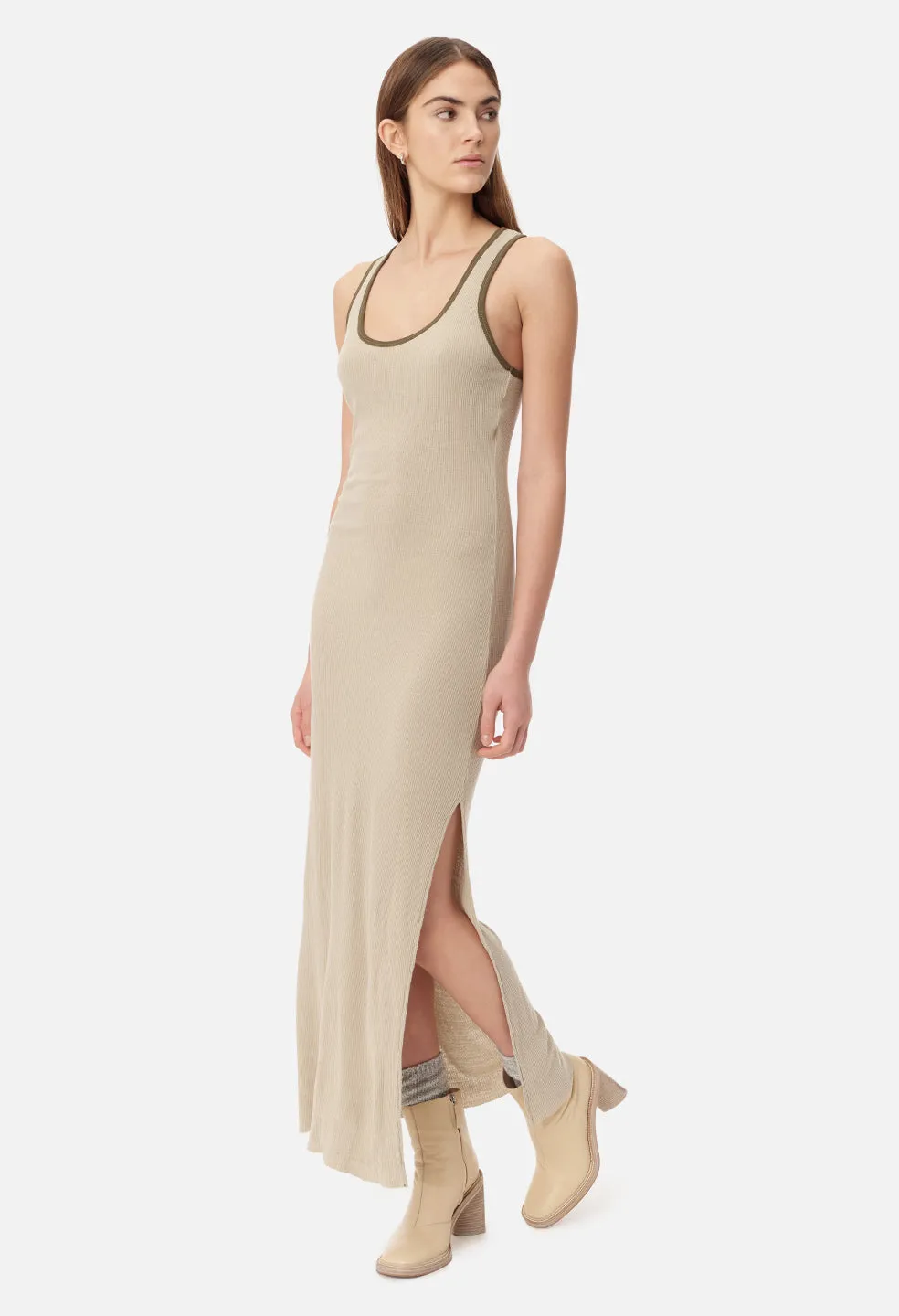 Silk Rib Midi Dress / Mineral