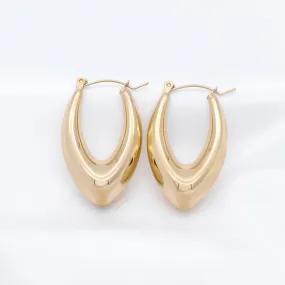 Stainless Steel Chunky Oval Hoop Earrings - Gold