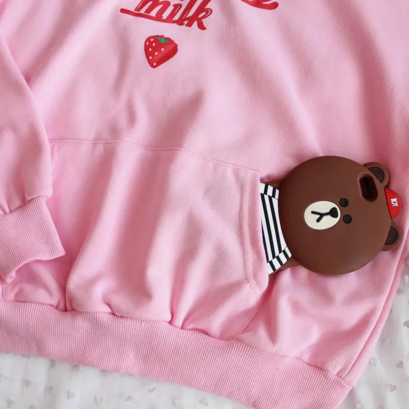 SWEET ''STRAWBERRY MILK'' HOODIE BY23105