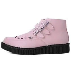 T.U.K PINK TUKSKIN 3 BUCKLE POINTED CREEPER BOOT