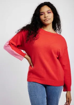 Two Tone Jumper in Pink/Red