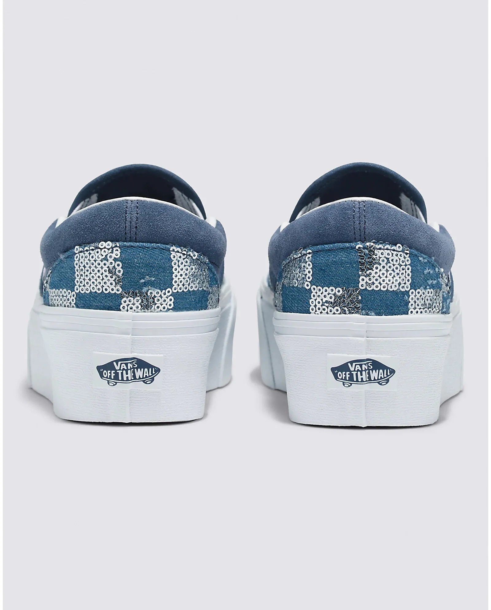 VANS UNISEX Classic Slip-On Stackform Shoe (Glimmer Check Vintage Indigo)