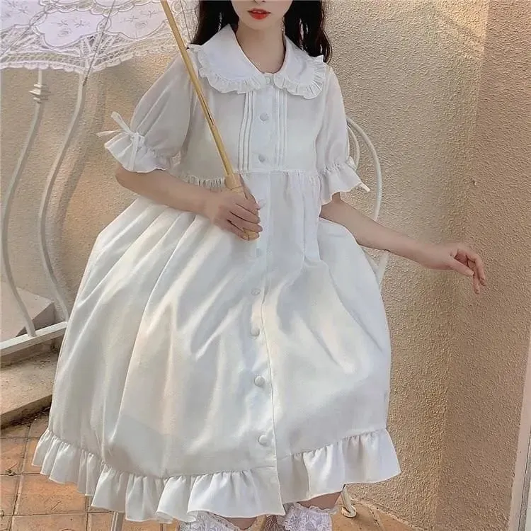 White Blossom Kawaii Princess Lolita Ruffle Dolly Girl Dress