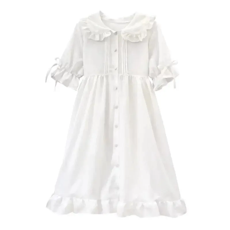 White Blossom Kawaii Princess Lolita Ruffle Dolly Girl Dress