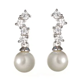 Women's Fashion CZ Bridal Wedding Pearl Earring